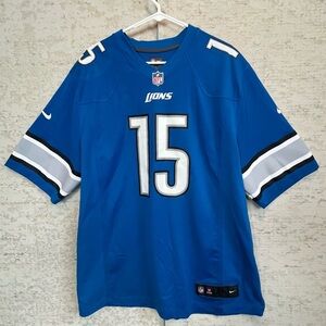 NFL Detroit Lions On Field Players Jersey Sz XL #15 Tate III Football Blue White